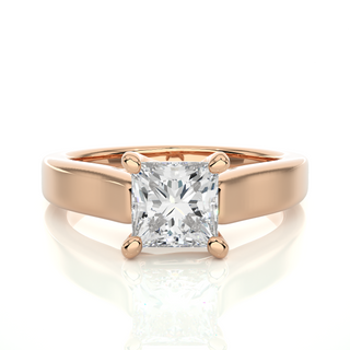 1 Ct Four Prong Princess Cut Moissanite Engagement Ring in Yellow Gold