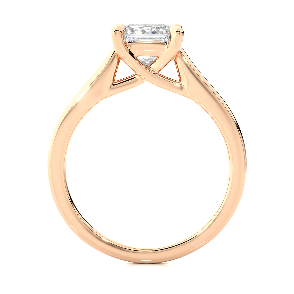 1 ct princess cut moissanite solitaire engagement ring in rose gold