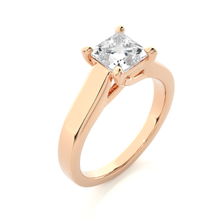 1 Ct Four Prong Princess Cut Moissanite Engagement Ring in Rose Gold