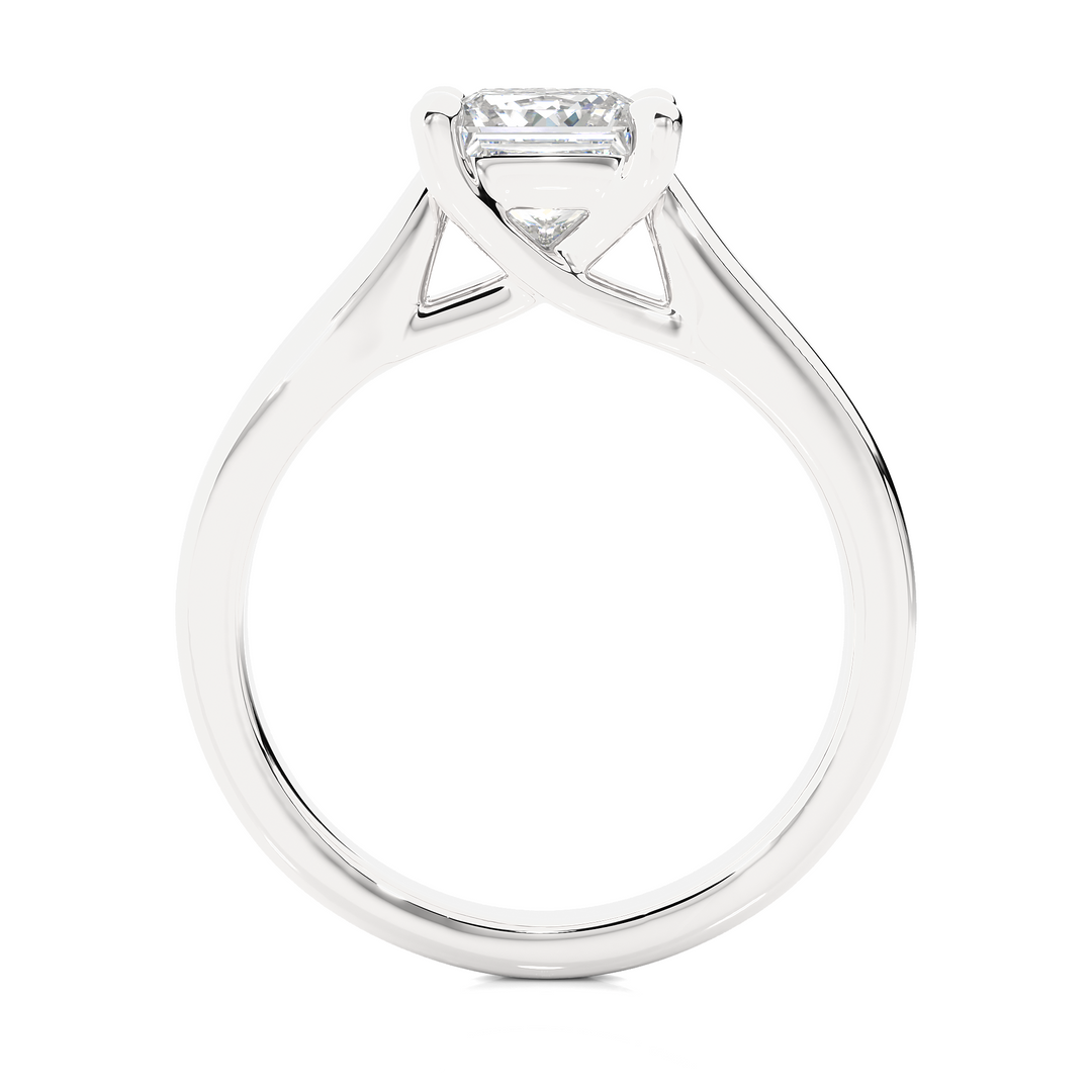 1 Ct Four Prong Princess Cut Moissanite Solitaire Engagement Ring in White Gold