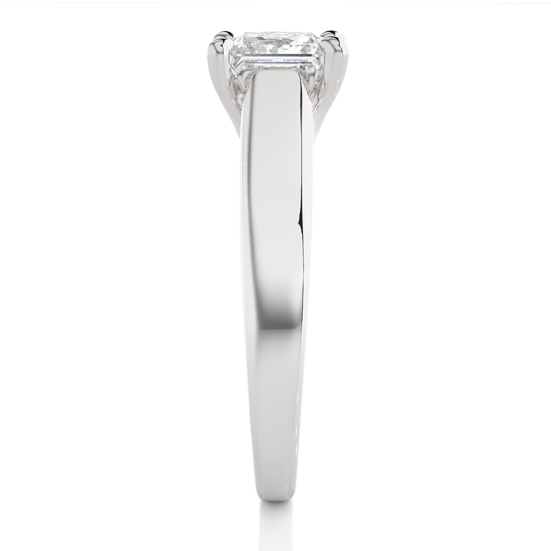 1 Ct Four Prong Princess Cut Moissanite Solitaire Engagement Ring in White Gold