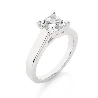 1 Ct Four Prong Princess Cut Moissanite Engagement Ring in Silver
