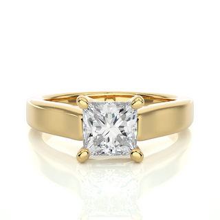 Four Prong Princess Cut Moissanite Engagement Ring yellow gold
