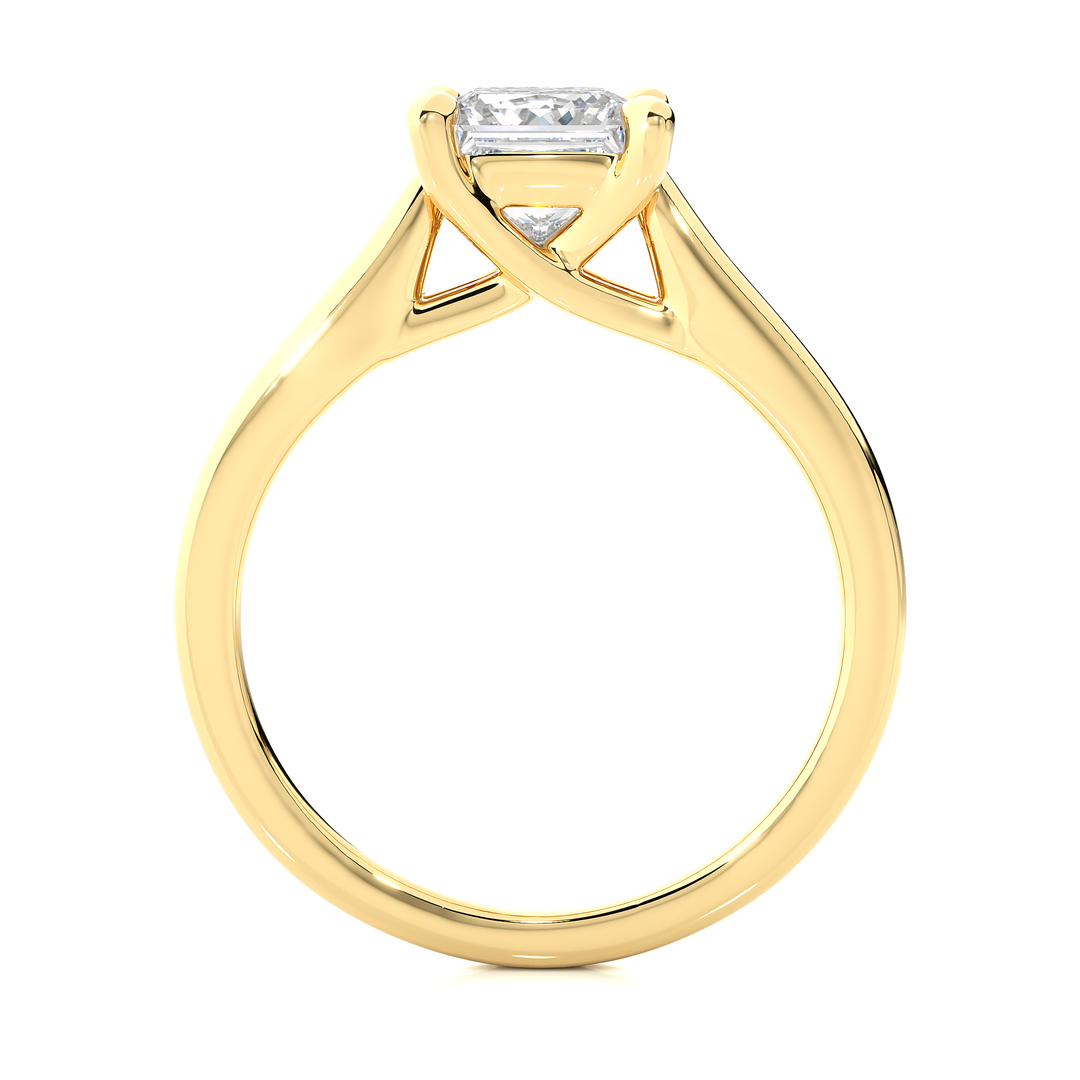 1 Carat Princess Cut Moissanite Solitaire Engagement Ring In Yellow Gold