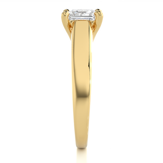 1 Ct Four Prong Princess Cut Moissanite Engagement Ring in Yellow Gold