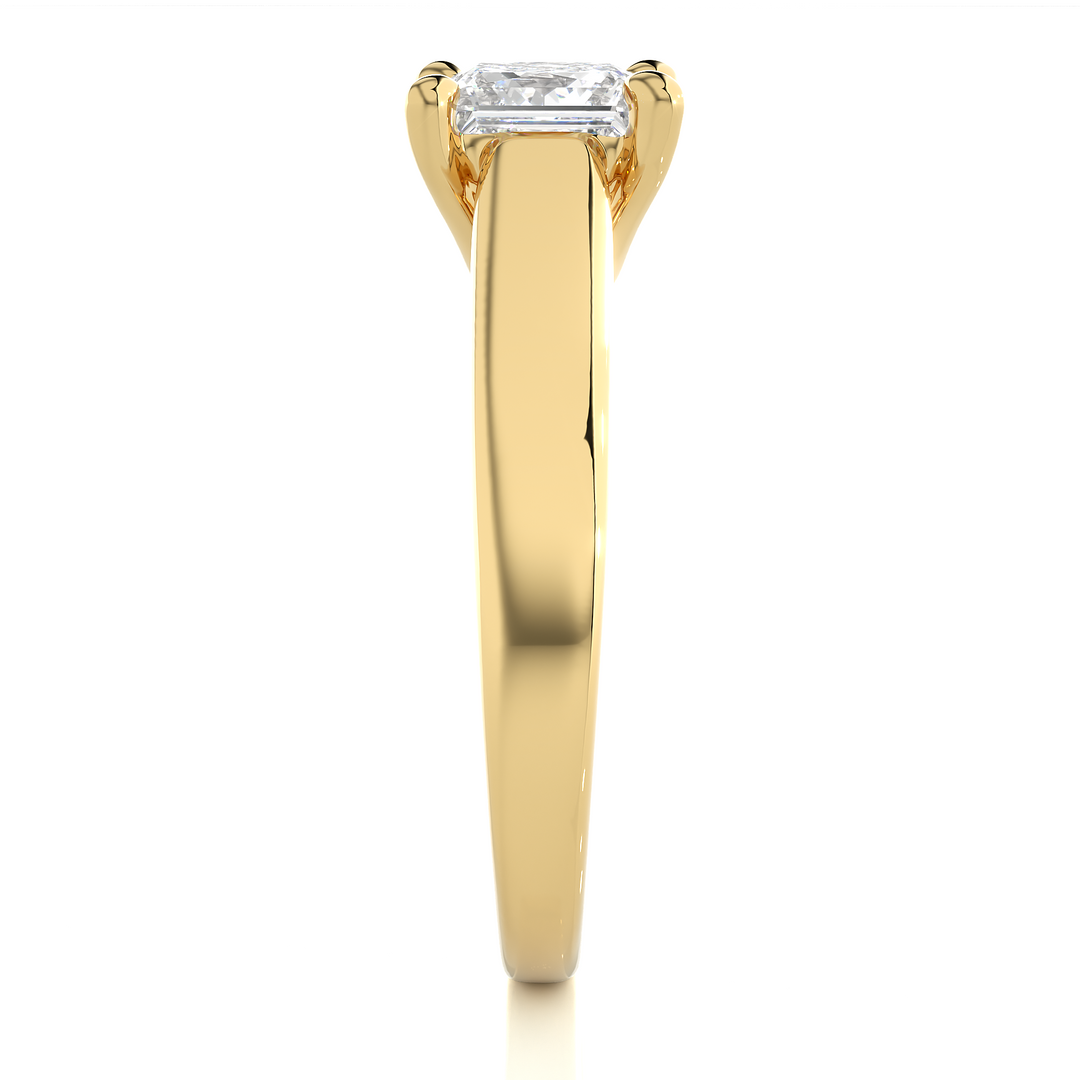 1 Carat Princess Cut Moissanite Solitaire Engagement Ring In Yellow Gold