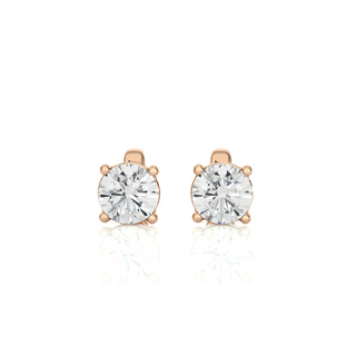 1 Ct Four Prong Round Stone Moissanite Earrings in Silver