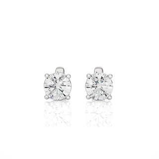 1 Ct Four Prong Round Stone Moissanite Earrings in Yellow Gold