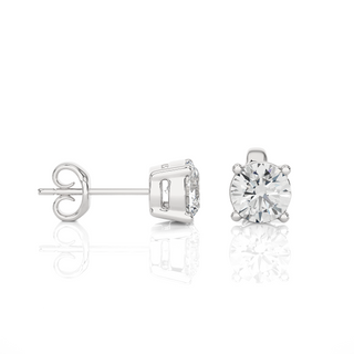 1 Ct Four Prong Round Stone Moissanite Earrings in Silver