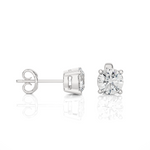 Load image into Gallery viewer, 1 Carat Four Prong Round Cut Moissanite Earrings in Silver
