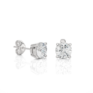 1 Ct Four Prong Round Stone Moissanite Earrings in White Gold