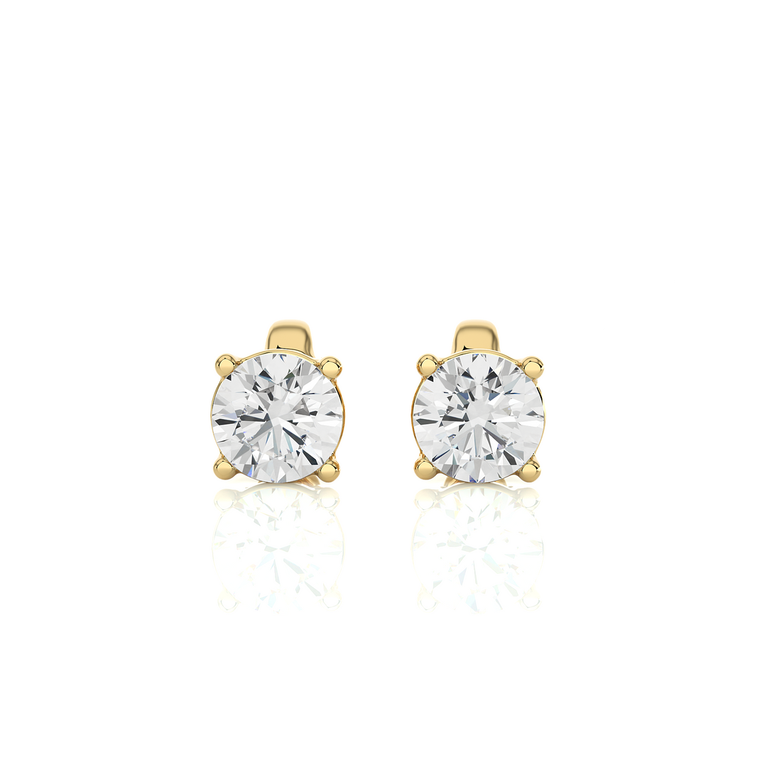 1 Carat Four Prong Round Cut Moissanite Earrings in Silver