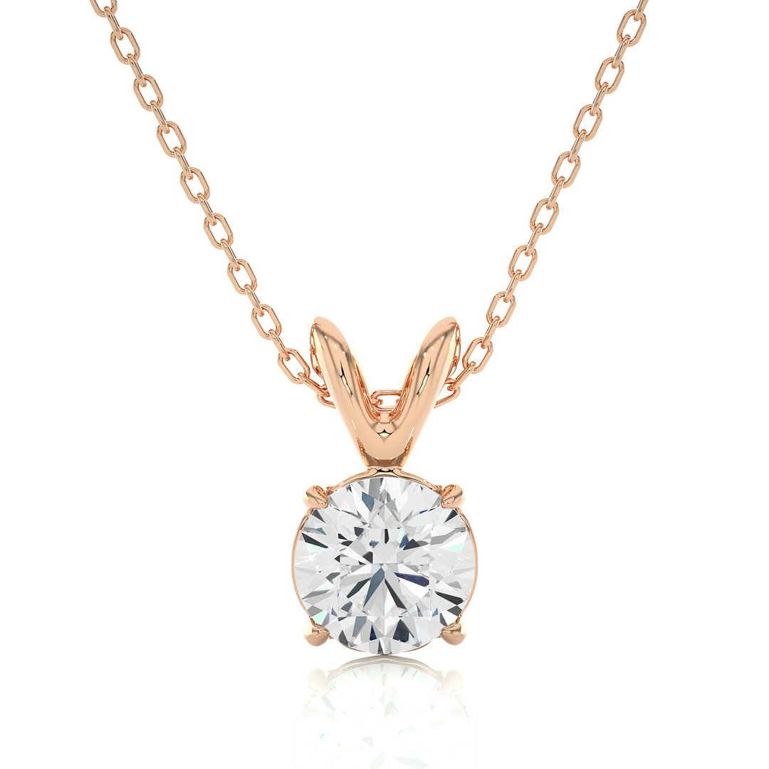 Four prond Round Moissanite Pendant rose gold