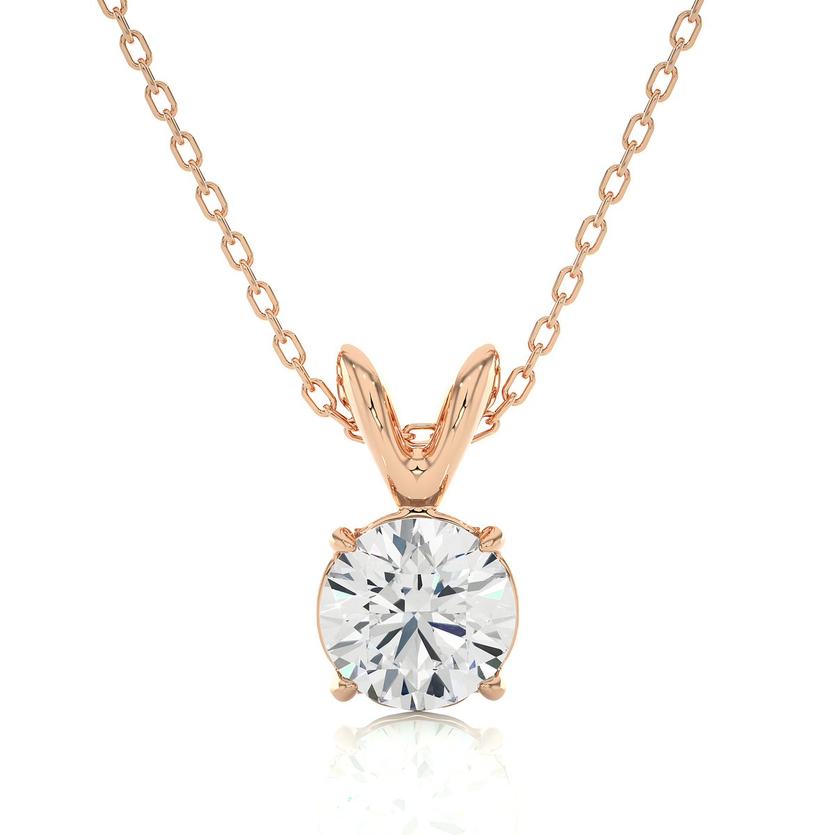 Four prond round moissanite pendant rose gold