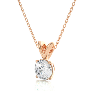 1ct Four Prong Round Moissanite Pendant in Rose Gold