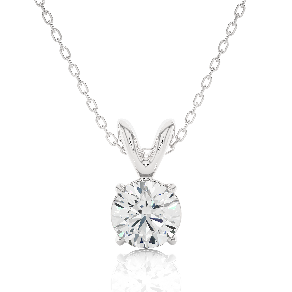 Four prong round moissanite pendant silver