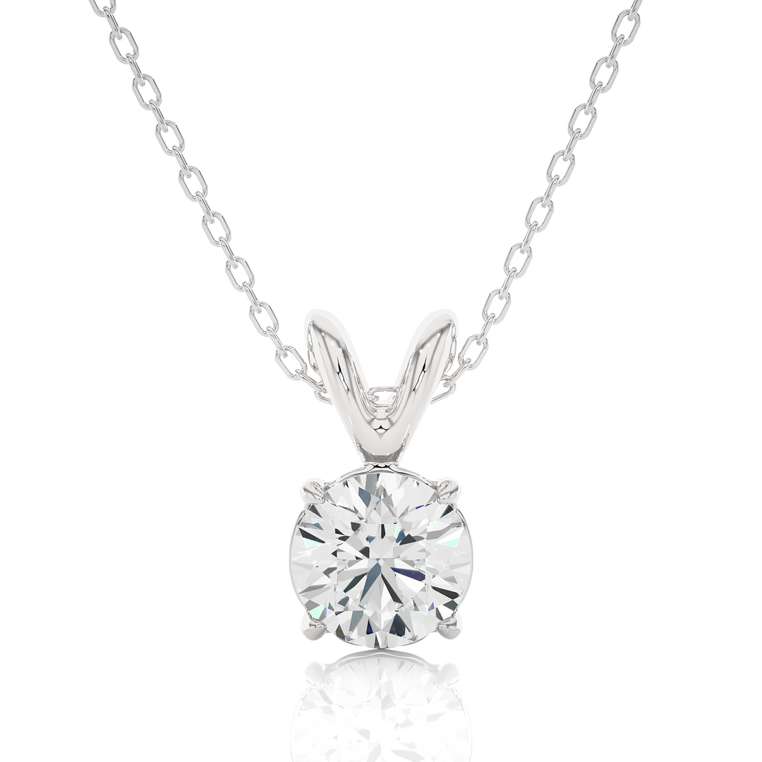 1 Carat Round Moissanite Solitaire Pendant in Rose Gold