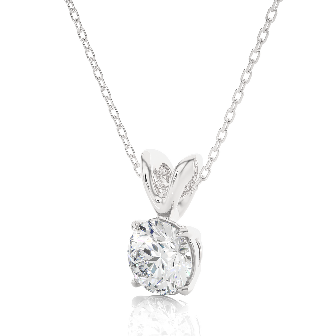 1 Carat Round Moissanite Solitaire Pendant in Silver
