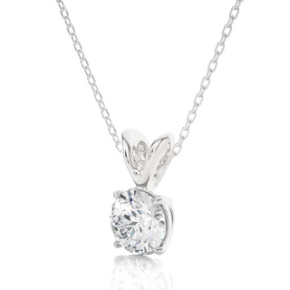 1ct Four Prong Round Moissanite Pendant in White Gold