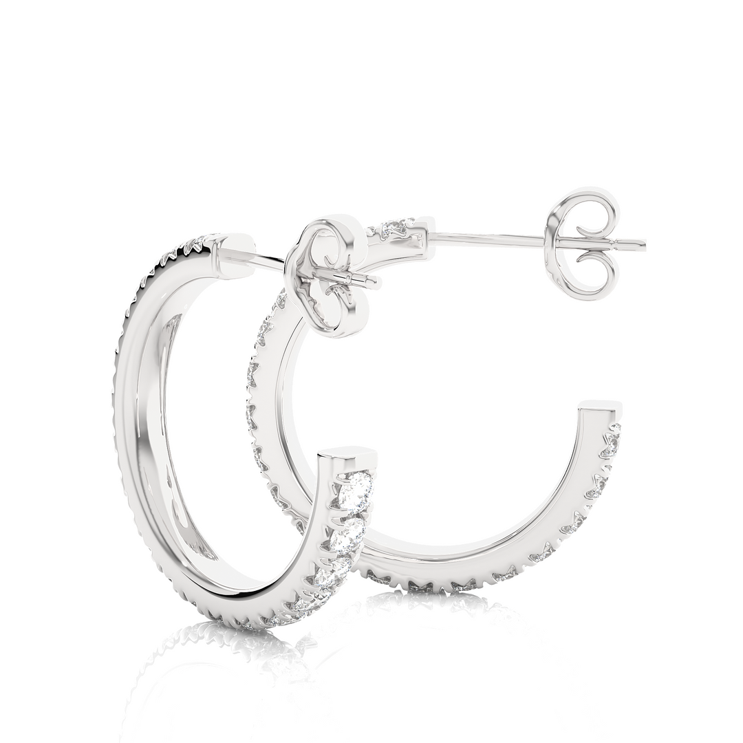 French V-Split C-Hoop Moissanite Earrings silver