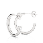 Load image into Gallery viewer, French V-Split C-Hoop Moissanite Earrings silver
