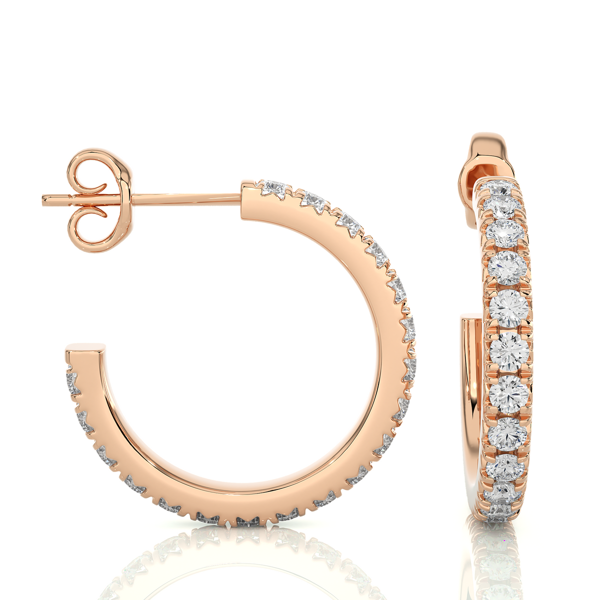 French v split c hoop moissanite earrings rose gold