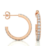 Load image into Gallery viewer, French V-Split C-Hoop Moissanite Earrings rose gold
