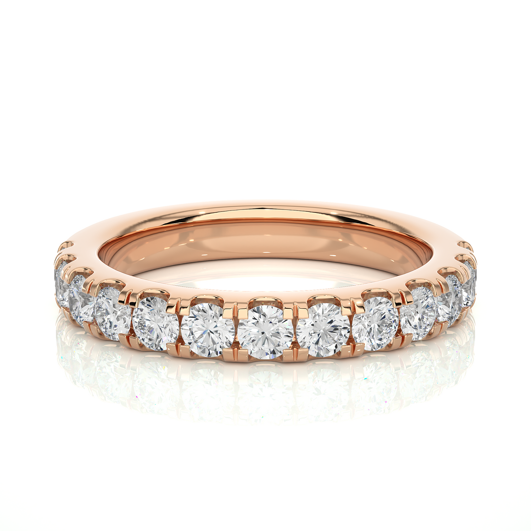 1.5 Carat French V-Split Moissanite Eternity Band in Rose Gold