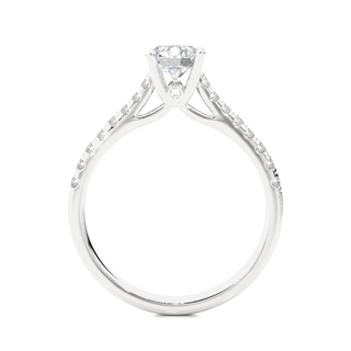 French V-Split with Bridge Accent Solitaire Ring silver