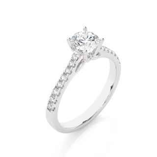French V-Split with Bridge Accent Solitaire Ring white gold