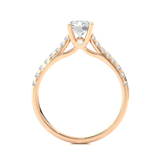 French V-Split with Bridge Accent Solitaire Ring rose gold