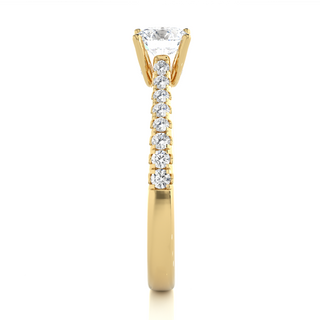 French V-Split with Bridge Accent Solitaire Ring yellow gold