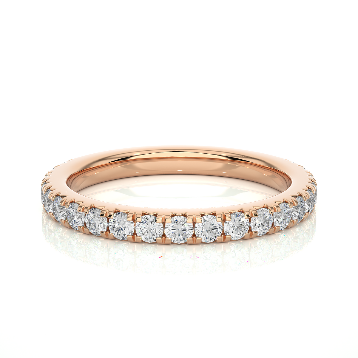Half pave bridal moissanite band rose gold