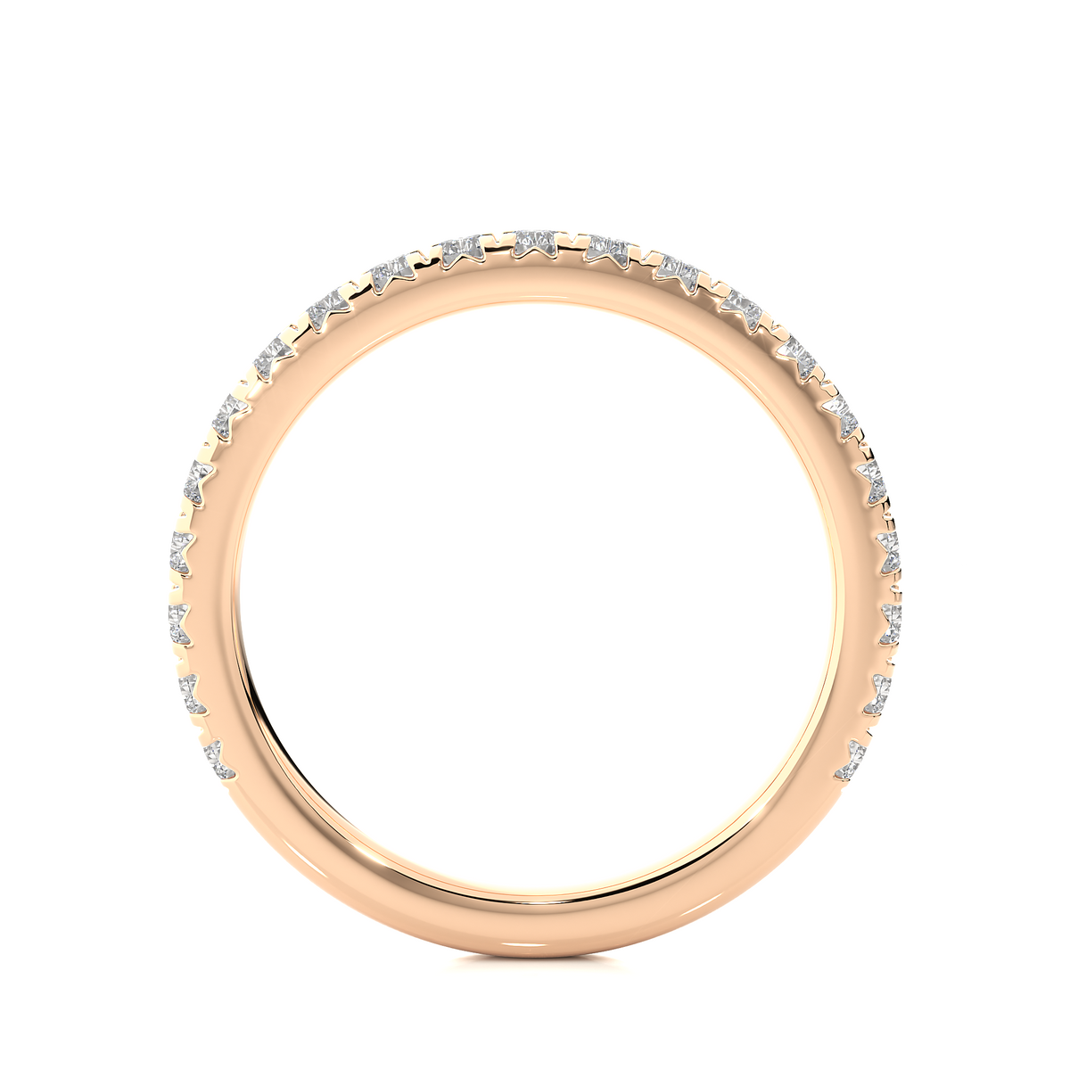 1 carat moissanite eternity band in rose gold