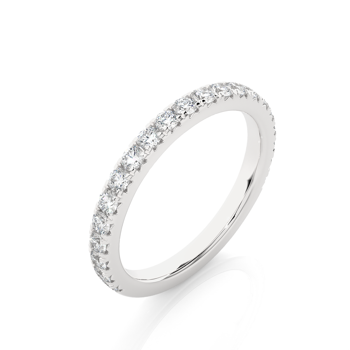 1 carat moissanite eternity band in white gold