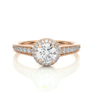 2 Ct Halo Round Stone Moissanite Engagement Ring in Yellow Gold