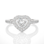 Load image into Gallery viewer, 1.50 Carat Heart Shape Moissanite Halo Engagement Ring In Silver
