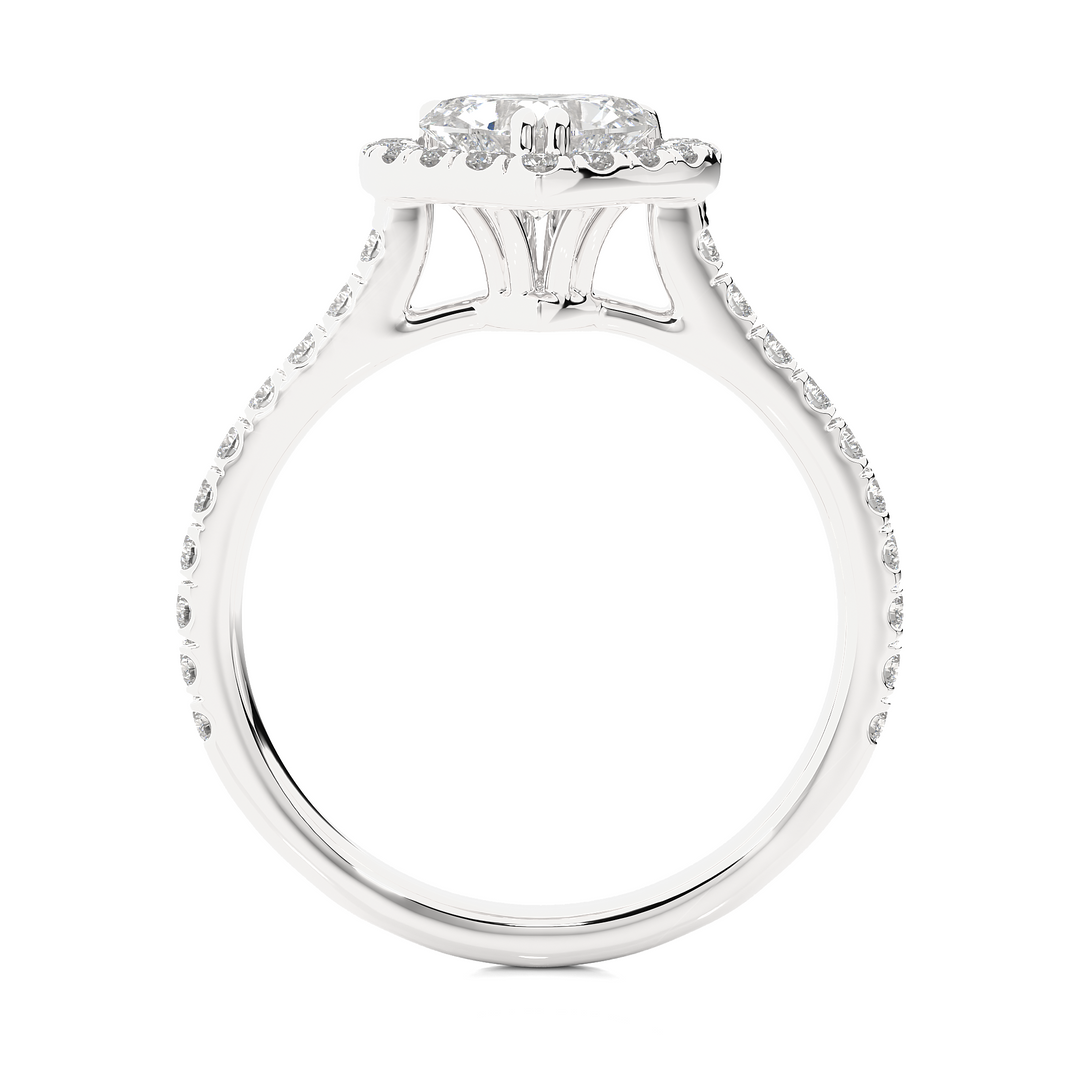 Heart-Stone Halo with Accents Wedding Ring white gold