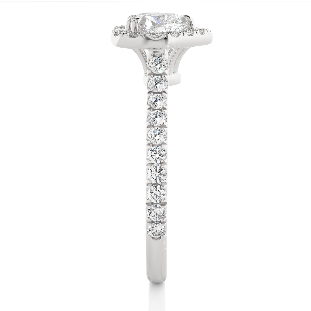 Heart-Stone Halo with Accents Wedding Ring white gold