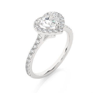 Heart-Stone Halo with Accents Wedding Ring white gold