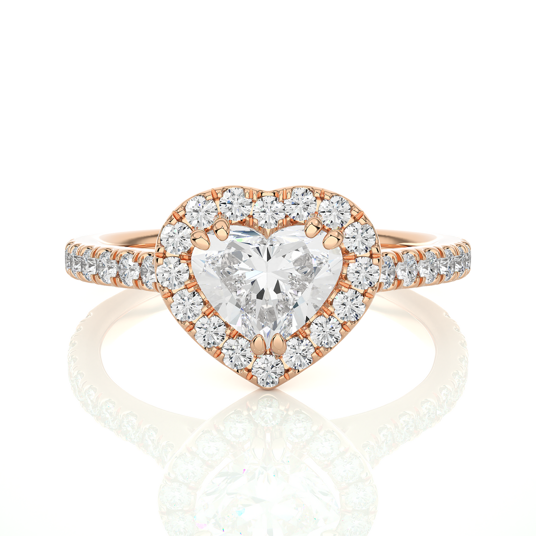 1.50 Carat Heart Shape Moissanite Halo Engagement Ring In White Gold