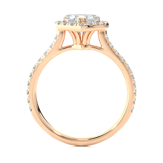 Heart-Stone Halo with Accents Wedding Ring rose gold