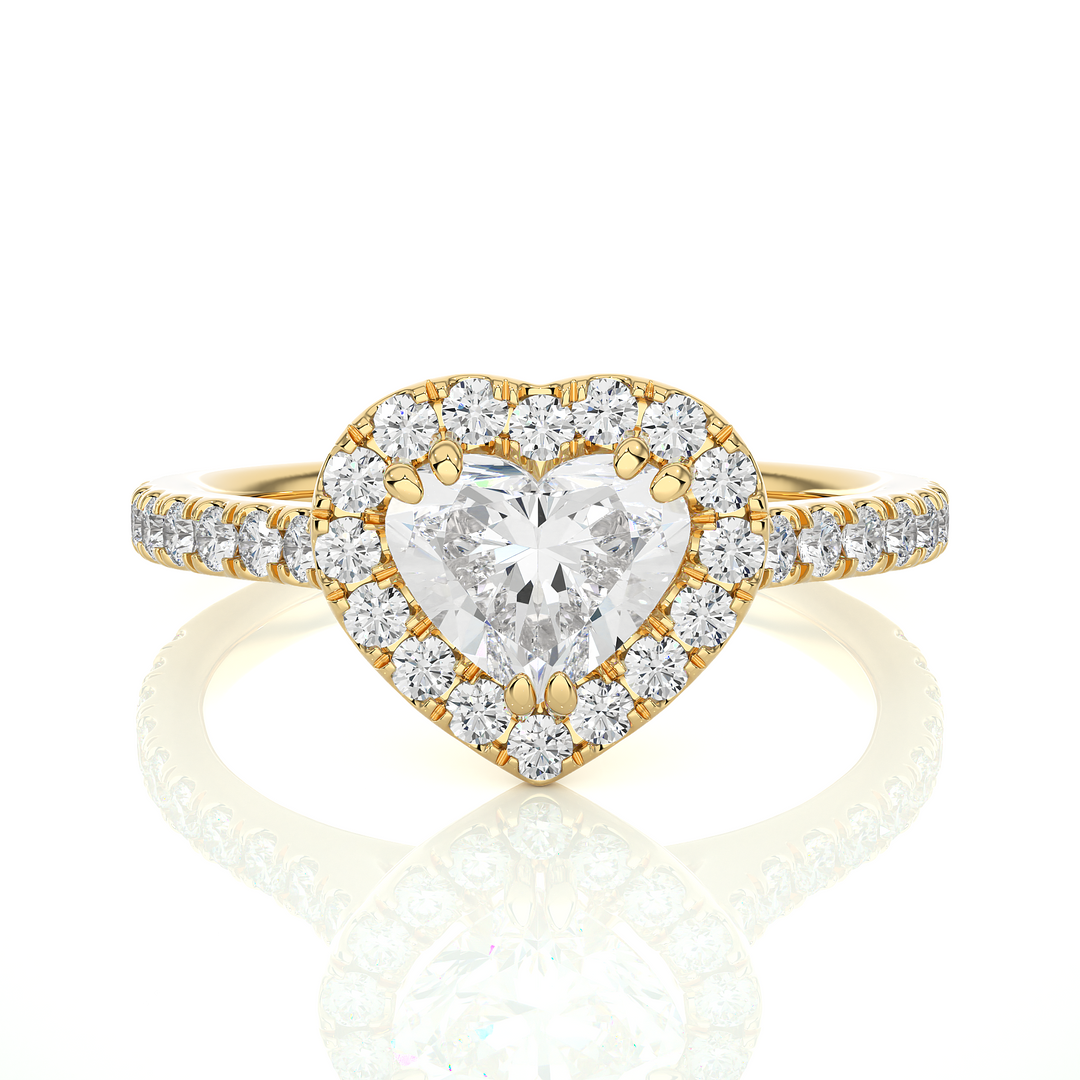 1.50 Carat Heart Shape Moissanite Halo Engagement Ring In White Gold