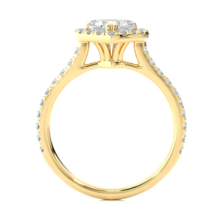 Heart-Stone Halo with Accents Wedding Ring yellow gold