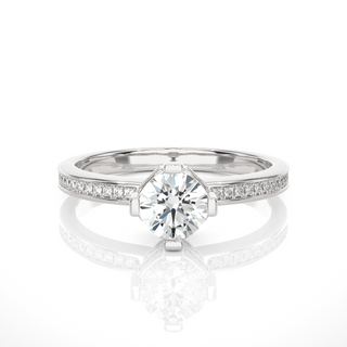 1.4 Ct Hidden Halo Moissanite Engagement Ring in White Gold