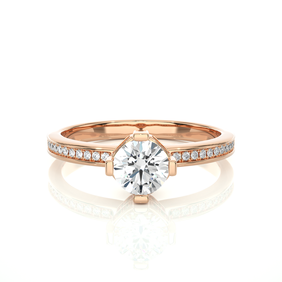 1.40 Ct Round Moissanite Hidden Halo Ring In White Gold For Women's