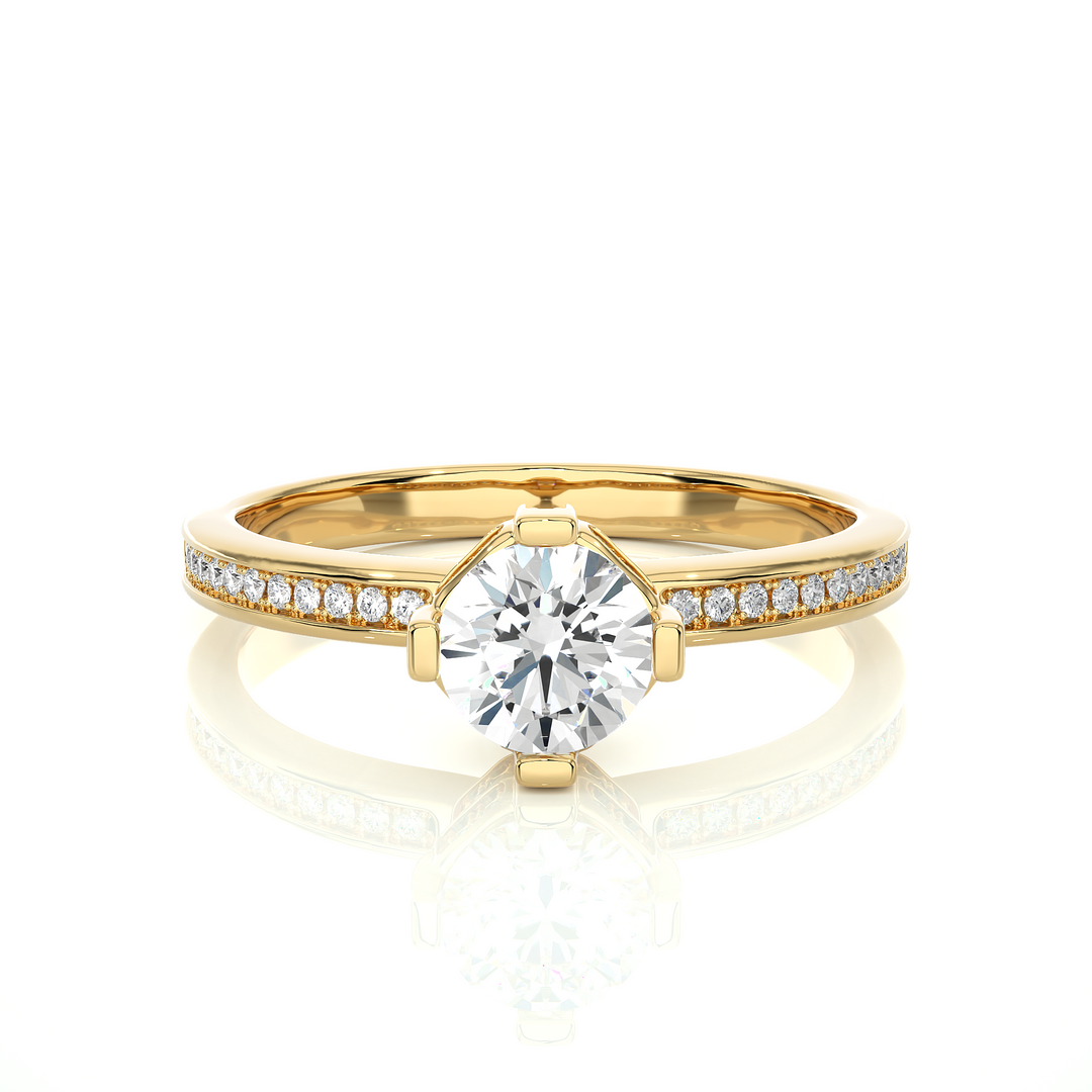 1.40 Ct Round Moissanite Hidden Halo Ring In White Gold For Women's