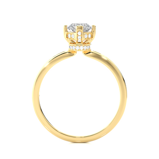 Hidden Halo Solitaire Moissanite Women's Ring yellow gold