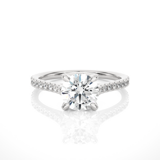 Hidden Halo with Cathedral Setting Moissanite Ring white gold