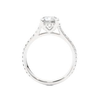 Hidden Halo with Cathedral Setting Moissanite Ring silver
